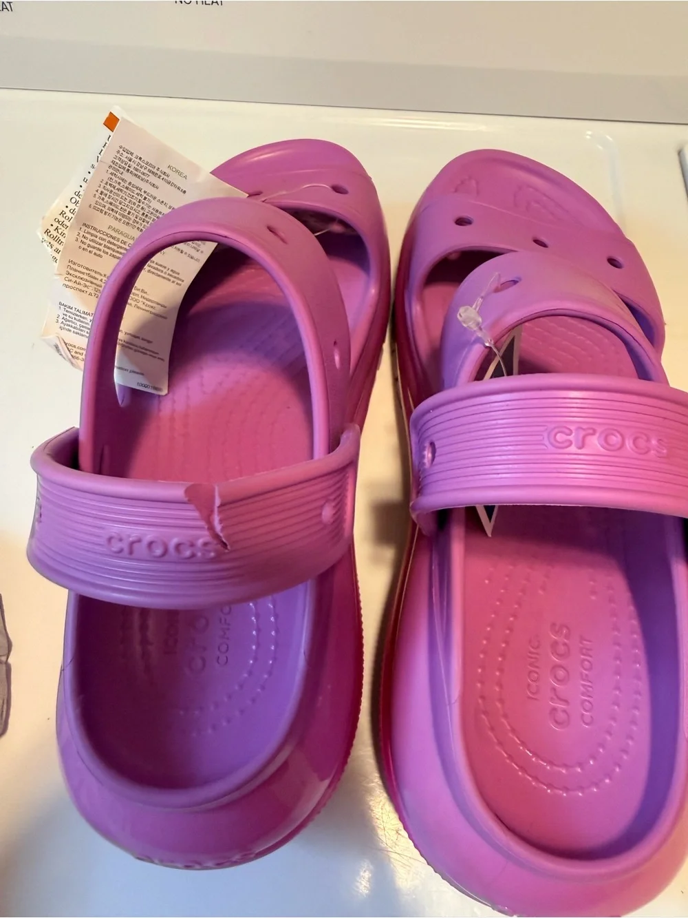 CROCS Platform Sandals in Lilac and Pink, size 7